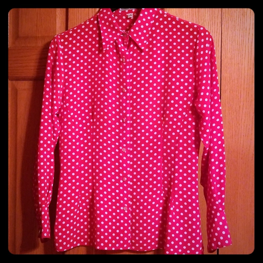 Guess - Red blouse with white poke a dots.
